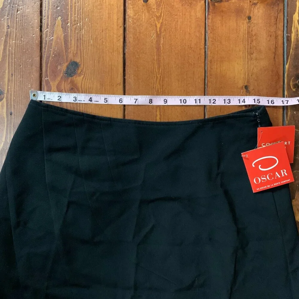 NWT Oscar De La Renta Black Women's Knee Length Comfort Stretch A-Line Skirt 12